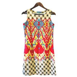 Bombay & Paisley Women's Size S Retro Style Shift Dress Geometric Multicolor